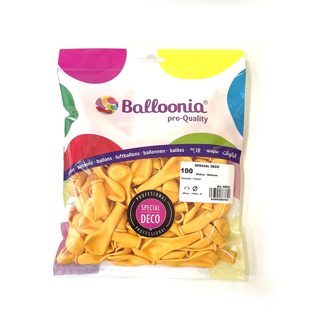 BOLSA 100 GLOBOS 40CM AMARILLO