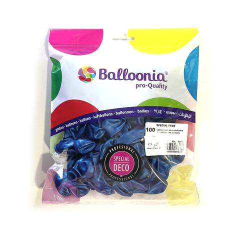 BOLSA 100 GLOBOS 40CM AZUL METALIZADO