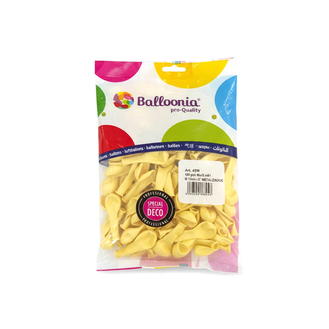 BOLSA 100 GLOBOS 40CM MARFIL METALIZADO
