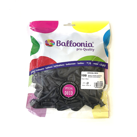 BOLSA 100 GLOBOS 40CM NEGRO METALIZADO