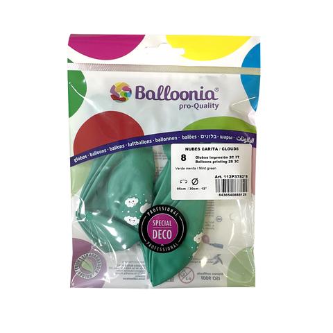 [8436540888129] B8 GLOBOS 95CM NUBES CARITA VERDE MENTA