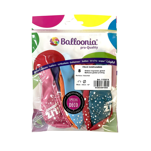 [8436540874955] B8 GLOBOS 95CM PERIM FELIZ CUMPLEAÑOS