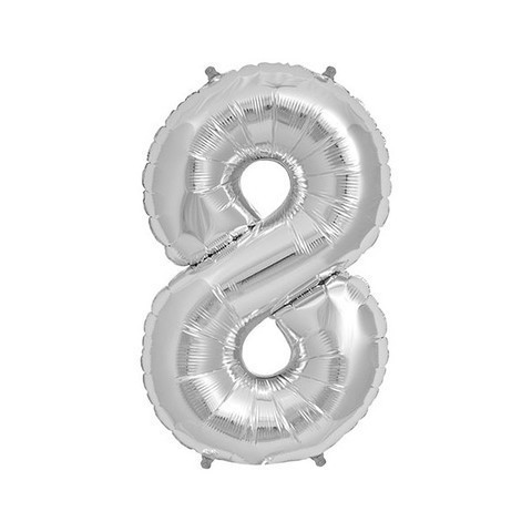 GLOBO MYLAR Nº8 PLATA 29*46,5