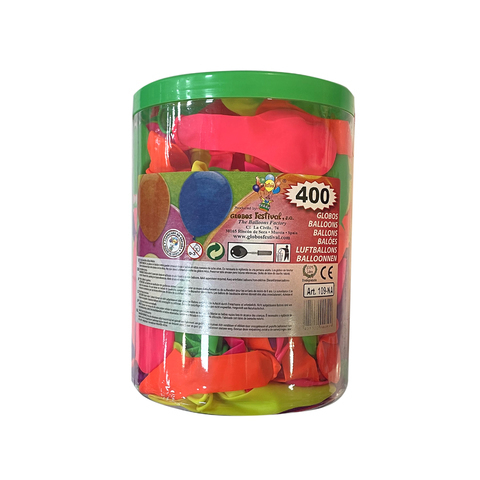 [8421332000599] GLOBOS FLUORESCENTES 24 CM TARRO 400 UD
